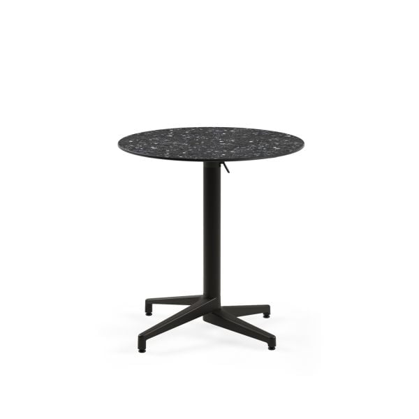 Compact Katlanır Paslanmaz Yuvarlak Restaurant Masası – 77 cm Terrazzo Mermer Desenli | Katlanabilir Dış Mekan & İç Mekan Masa