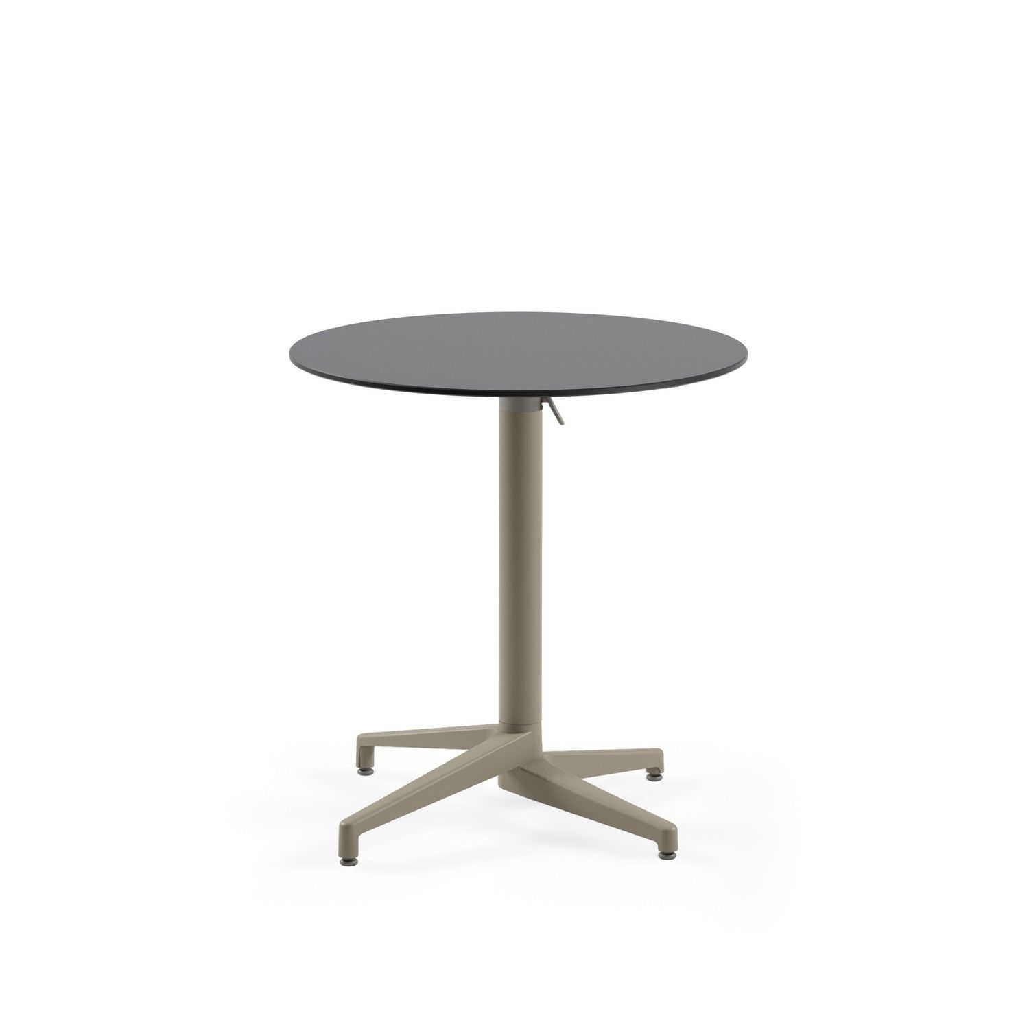 Compact Katlanır Paslanmaz Yuvarlak Yemek Masası | 77 cm Antrasit Gri Laminat | Bahçe, Balkon, Kafe, Restoran İçin