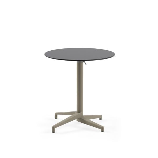 Compact Katlanır Paslanmaz Yuvarlak Yemek Masası | 77 cm Antrasit Gri Laminat | Bahçe, Balkon, Kafe, Restoran İçin