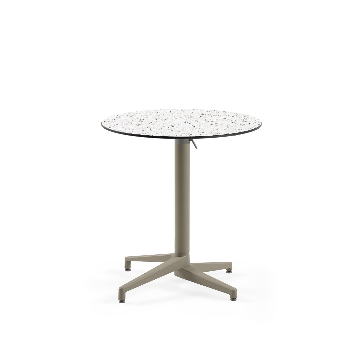 Compact Katlanır Paslanmaz Yuvarlak Masa | Terrazzo Mermer Desenli | Açık Hava, Bahçe, Cafe, Restoran, Balkon İçin Dayanıklı Katlanabilir Masa