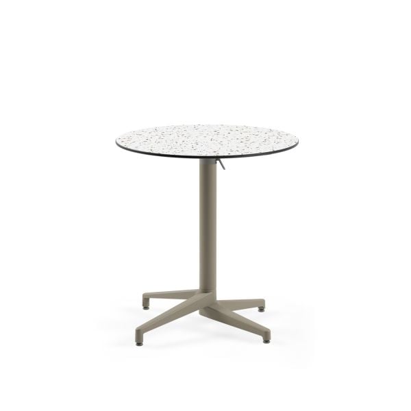 Compact Katlanır Paslanmaz Yuvarlak Masa | Terrazzo Mermer Desenli | Açık Hava, Bahçe, Cafe, Restoran, Balkon İçin Dayanıklı Katlanabilir Masa