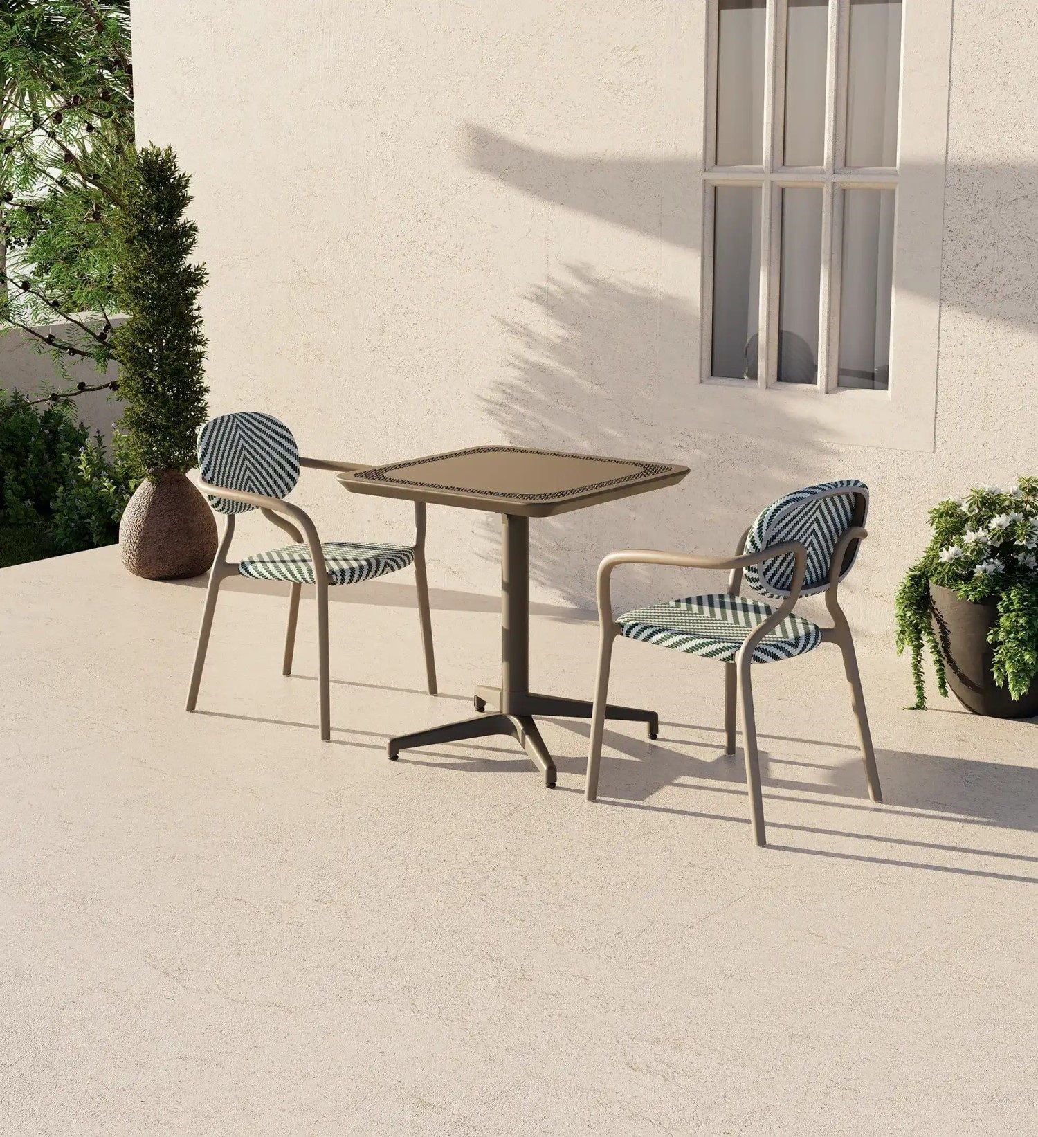 70x70 Bahçe Masa Sandalye Takımı 2 Kişilik Fileli Kollu