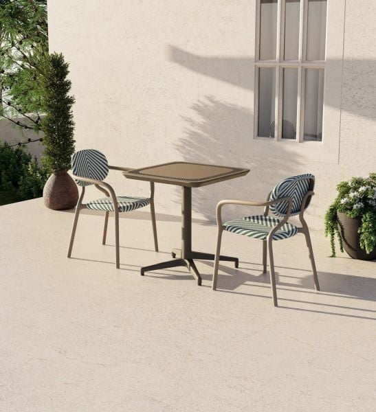 70x70 Bahçe Masa Sandalye Takımı 2 Kişilik Fileli Kollu