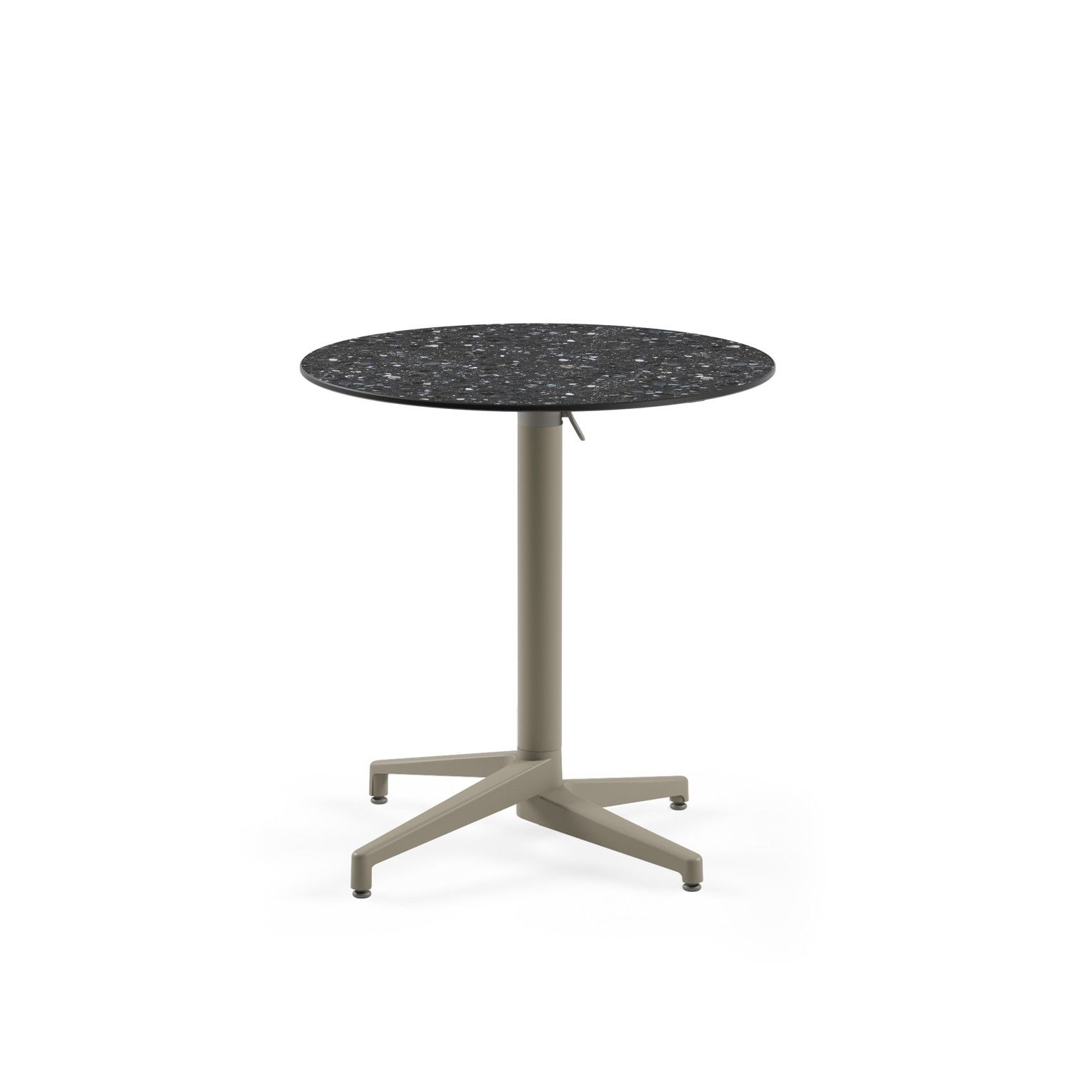 Compact Katlanır Paslanmaz Havuz Başı ve Bahçe Masası | Yuvarlak 77 cm | Terrazzo Desenli | Cafe, Restoran, Balkon, Dış Mekan İçin