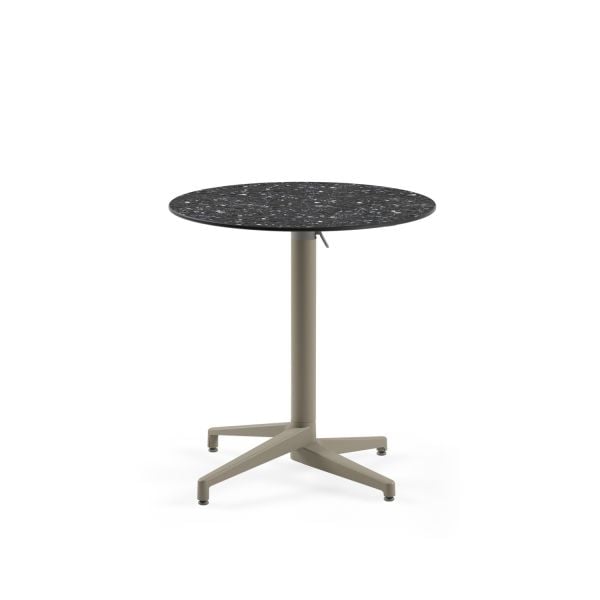 Compact Katlanır Paslanmaz Havuz Başı ve Bahçe Masası | Yuvarlak 77 cm | Terrazzo Desenli | Cafe, Restoran, Balkon, Dış Mekan İçin