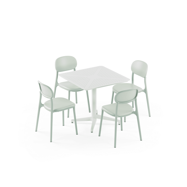 Katlanır Bahçe Masa Sandalye Takımı 4 Kişilik 80x80.cm Nil Yeşili Beyaz