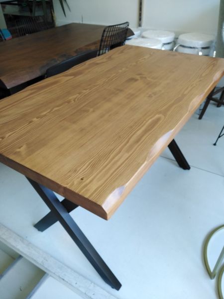 Doğal Kütük Ağaç Açık Ceviz Mutfak Masası 70x110