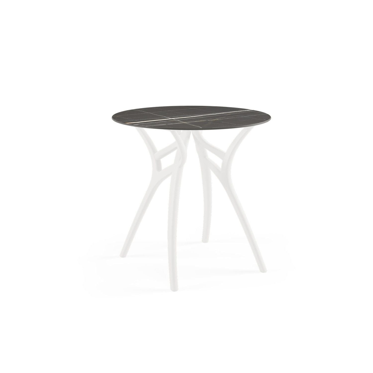 Siyah Mermer Compact Cafe Masası 77 cm Yuvarlak