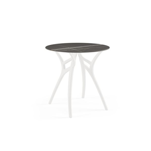 Siyah Mermer Compact Cafe Masası 77 cm Yuvarlak