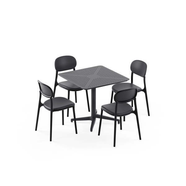 Antrasit 4 Kişilik Dış Mekan Bahçe Masa Sandalye Takımı 80x80 cm