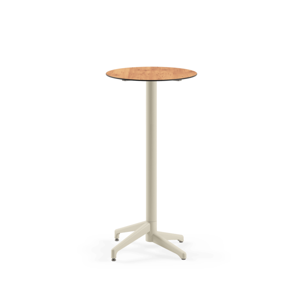 Compact Paslanmaz Bistro Kokteyl Bahçe Bar Masası – Novecento Ahşap Laminat, Dış Mekan ve İç Mekan Kullanımına Uygun, 60 cm Yuvarlak