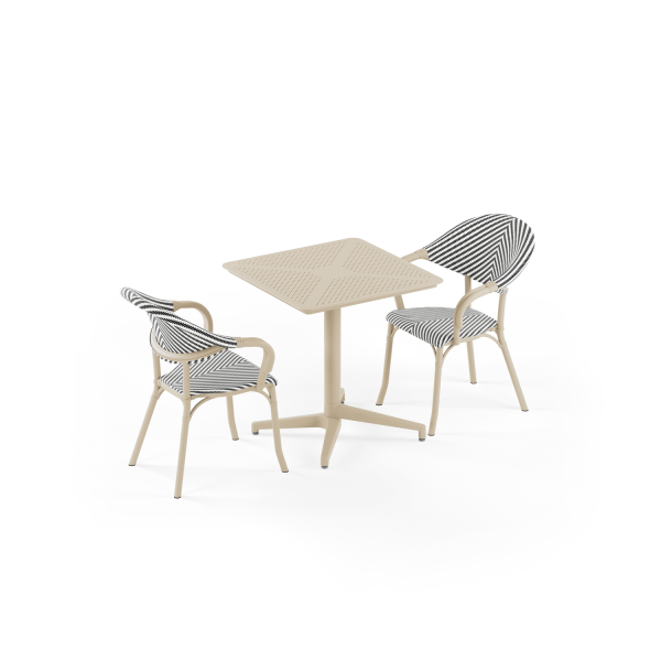 Bej Fileli 2 Kişilik 70x70 Bahçe Masa Sandalye Takımı