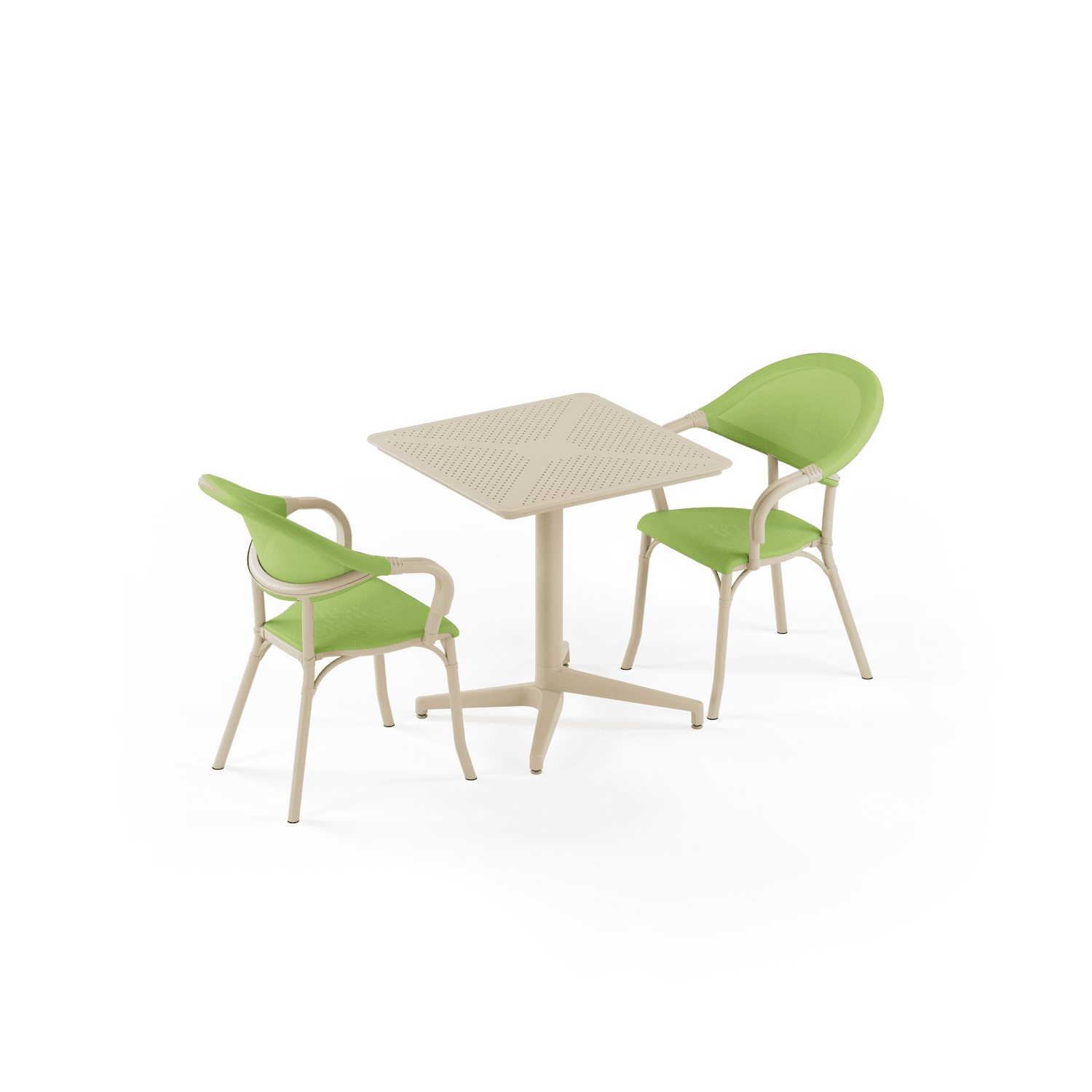 Bej Yeşil 2 Kişilik 70x70 Bahçe Masa Sandalye Takımı