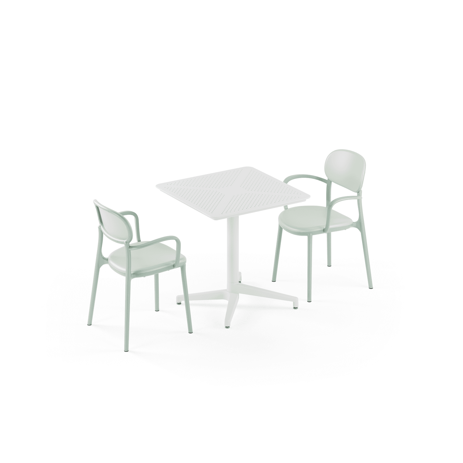 Beyaz Ve Nil Yeşili 2 Kişilik Katlanır Bahçe Masa Sandalye Takımı 70x70