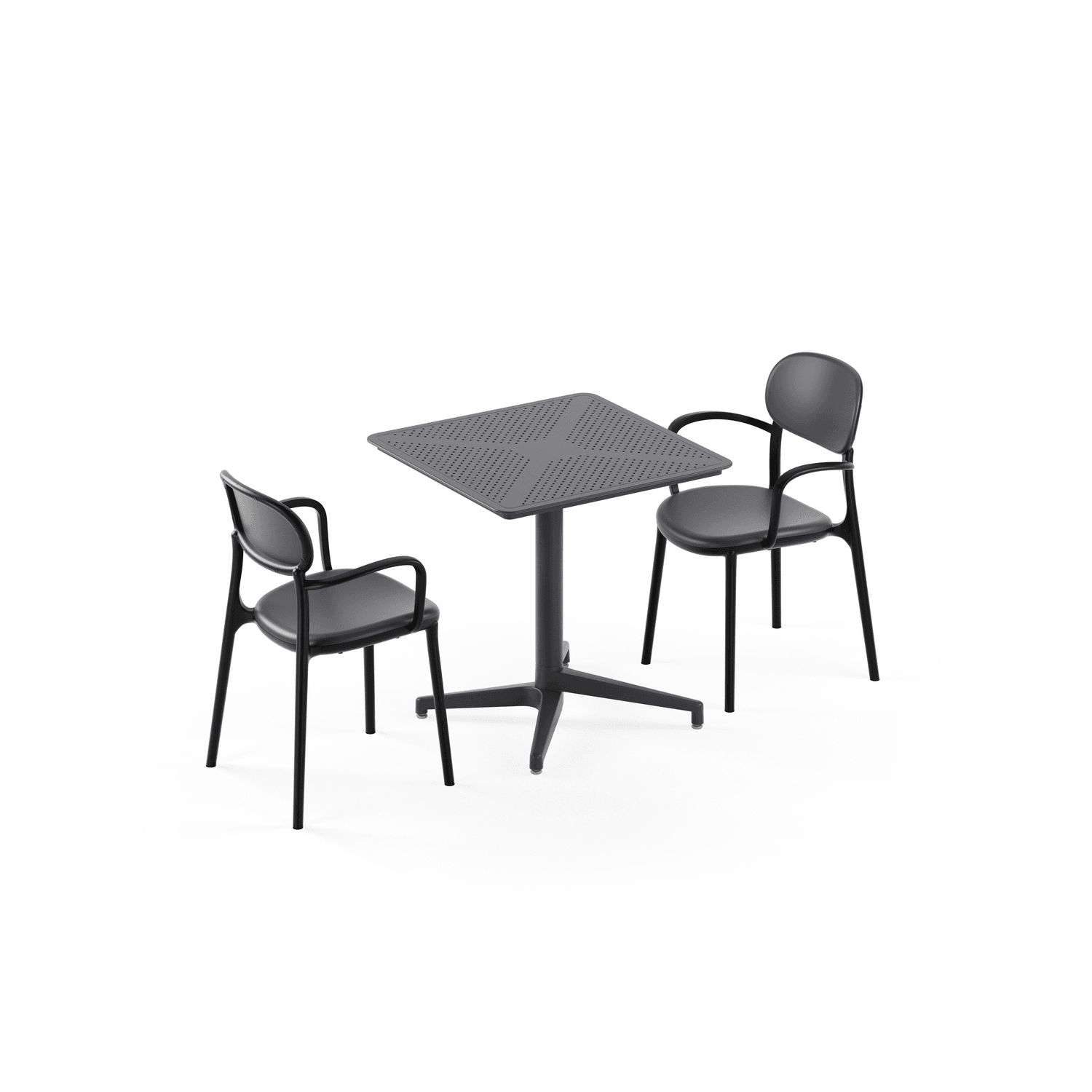 Antrasit Siyah Katlanır 2 Kişilik Dış Mekan Bahçe Masa Sandalye Takımı 70x70.cm