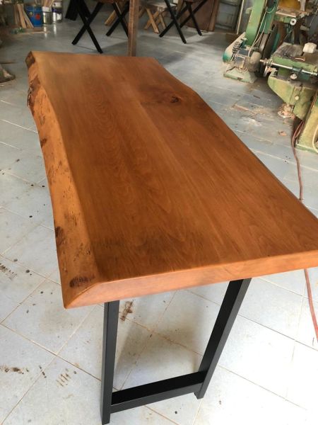 Gürgen Ağacı Açık Ceviz Kütük Bar Masası 75x160.cm Yükseklik 105.cm