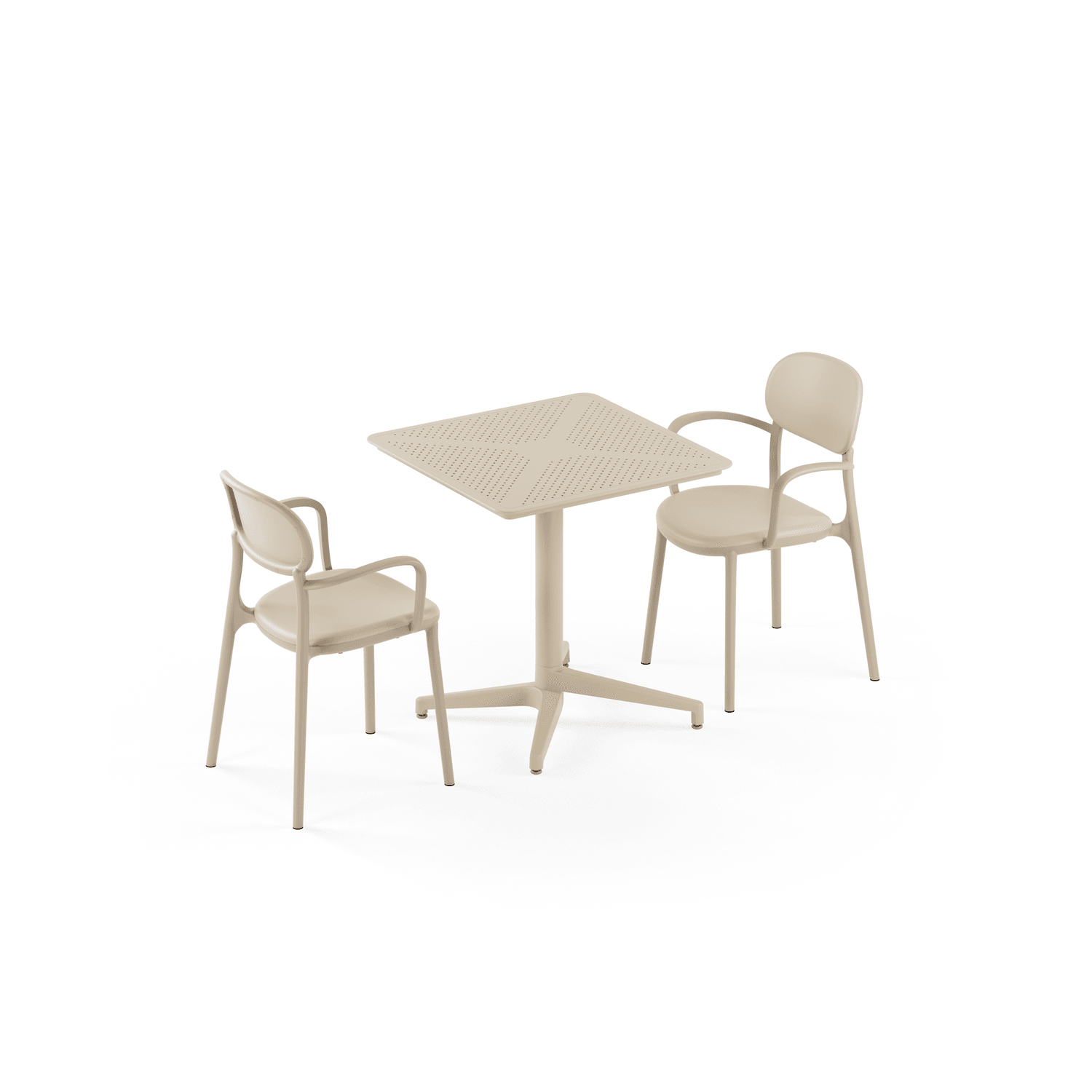 Bej 2 Kişilik Dış Mekan Bahçe Masa Sandalye Takımı 70x70 cm – Mutfak, Otel, Cafe, Balkon, İçin