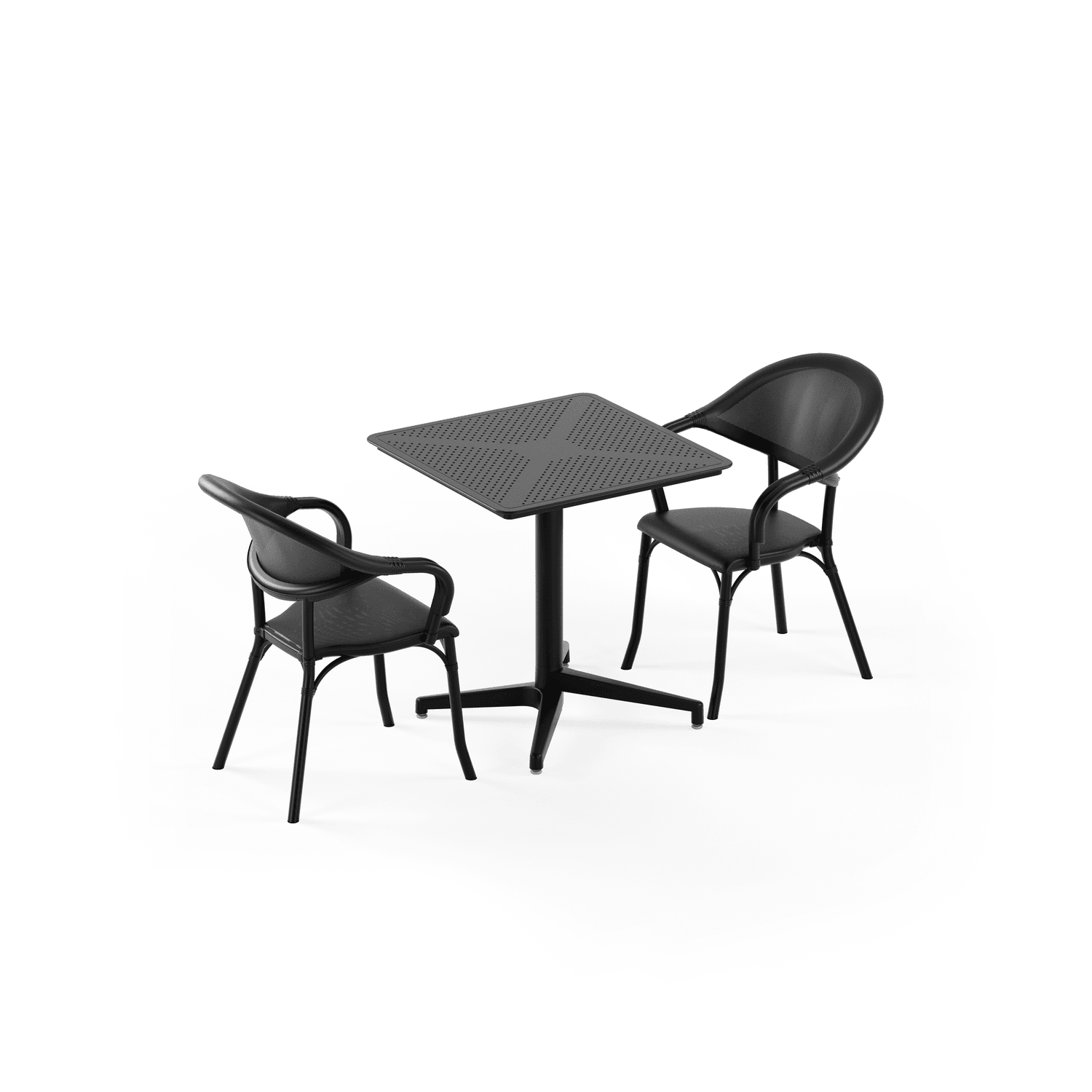 Siyah Fileli 2 Kişilik Bahçe Masa Sandalye Takımı 70x70