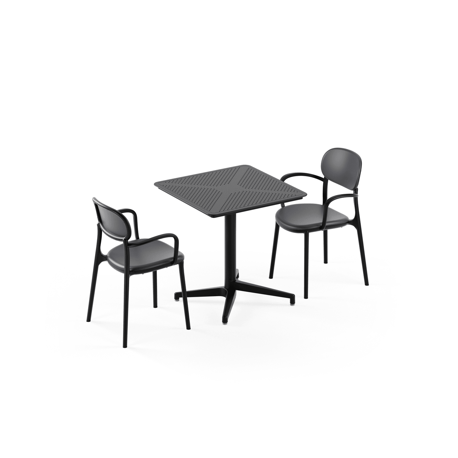 Siyah Paslanmaz Dış Mekan Bahçe Masa Sandalye Takımı 2 Kişilik 70x70 cm | Otel, Restoran, Kafe, Mutfak, Balkon İç & Dış Mekan