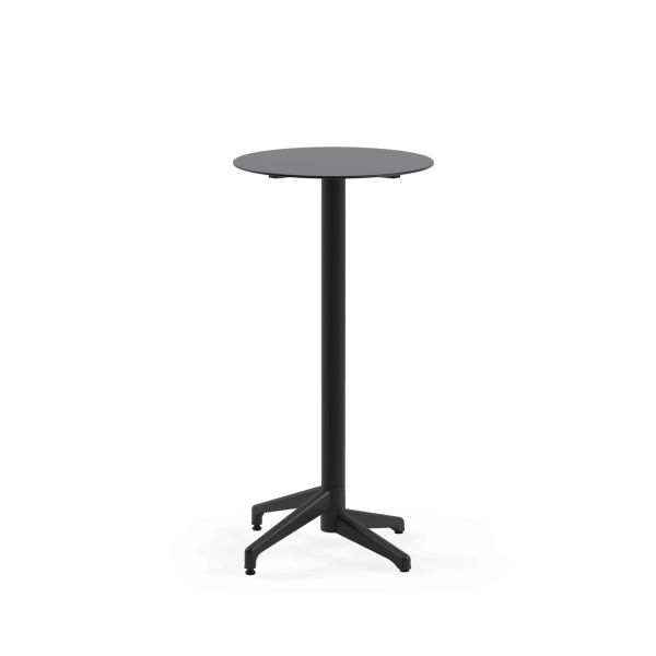 Compact Paslanmaz Mutfak Bar Masası - 60 cm Çap, Siyah Ayaklı, Antrasit Gri Laminat Üst, Dış Mekan & İç Mekan Kullanımına Uygun, Bahçe, Havuz Kenarı, Restoran, Kafe, Teras, Veranda