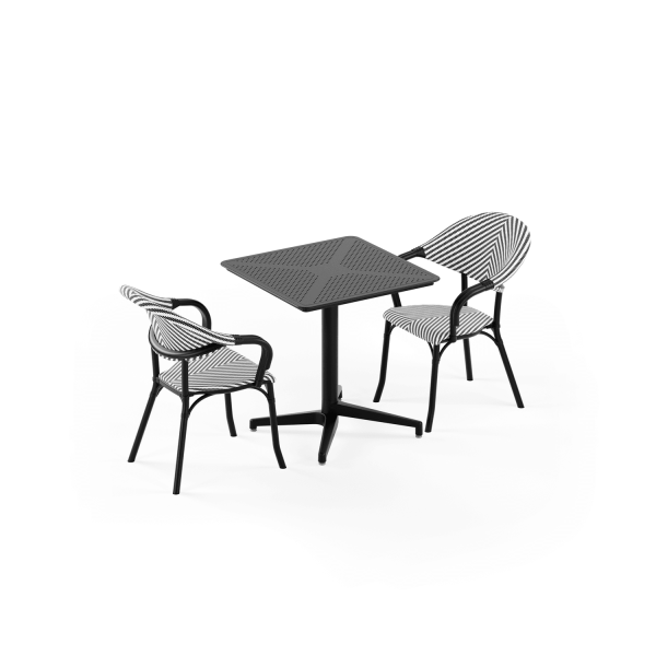 Siyah Beyaz 2 Kişilik 70x70 Bahçe Masa Sandalye Seti