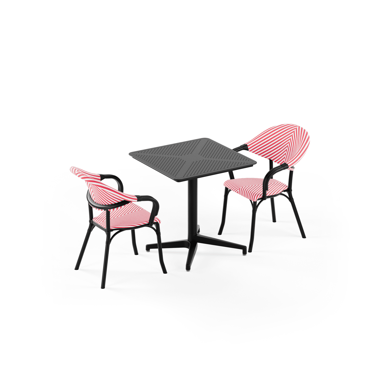 Siyah Kırmızı Beyaz 2 Kişilik 70x70 Bahçe Masa Sandalye Seti