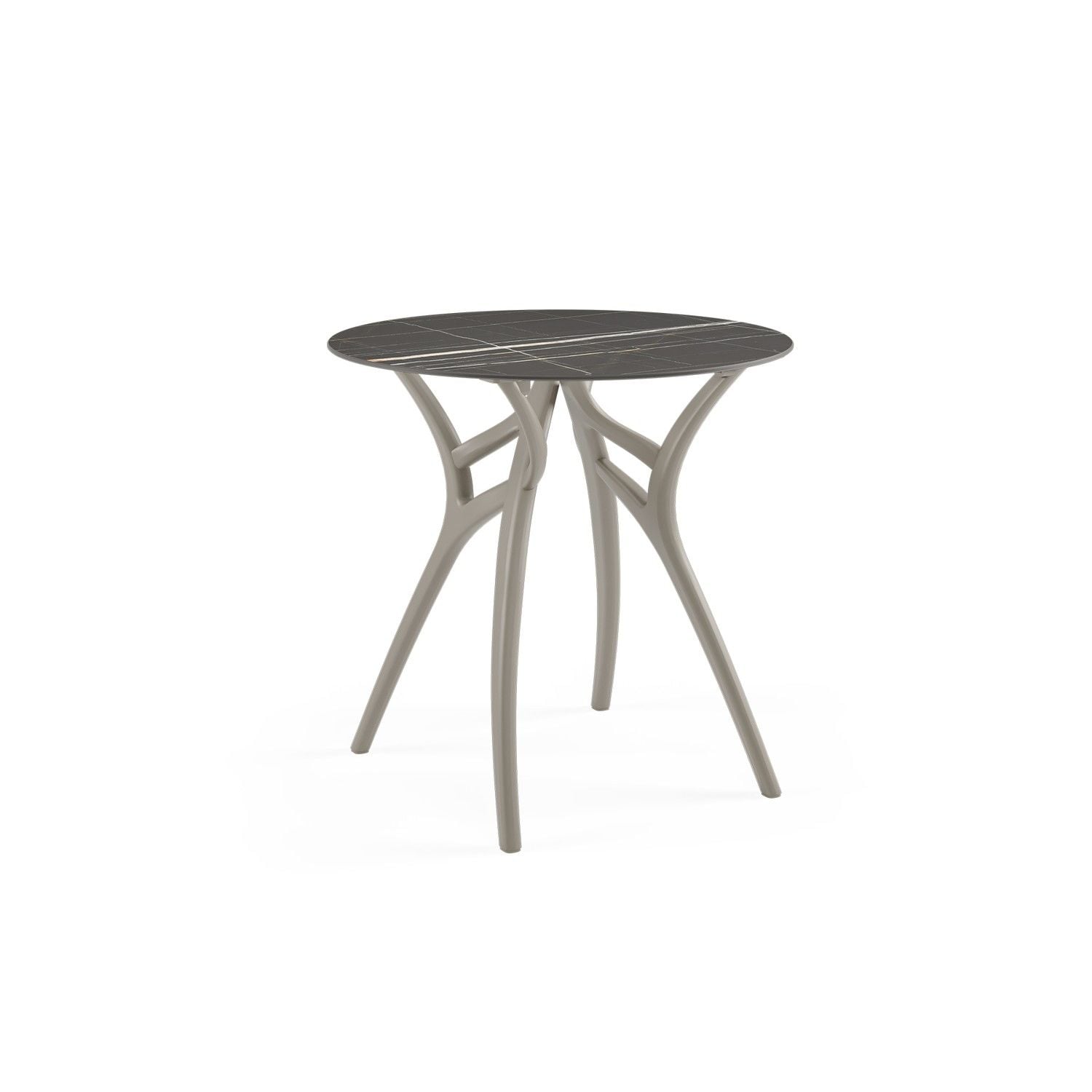 Siyah Mermer Compact Yuvarlak Dış Mekan Cafe Masası