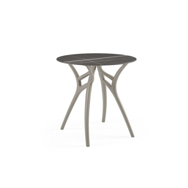 Siyah Mermer Compact Yuvarlak Dış Mekan Cafe Masası