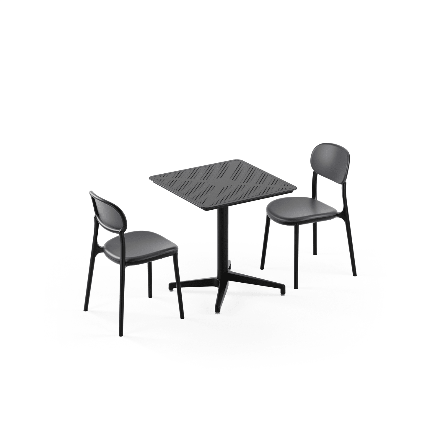 Siyah Katlanır Bahçe Masa Sandalye Takımı 2 Kişilik | Dış Mekan Otel, Cafe, Balkon İçin Plastik Masa Sandalye Seti 70x70 cm