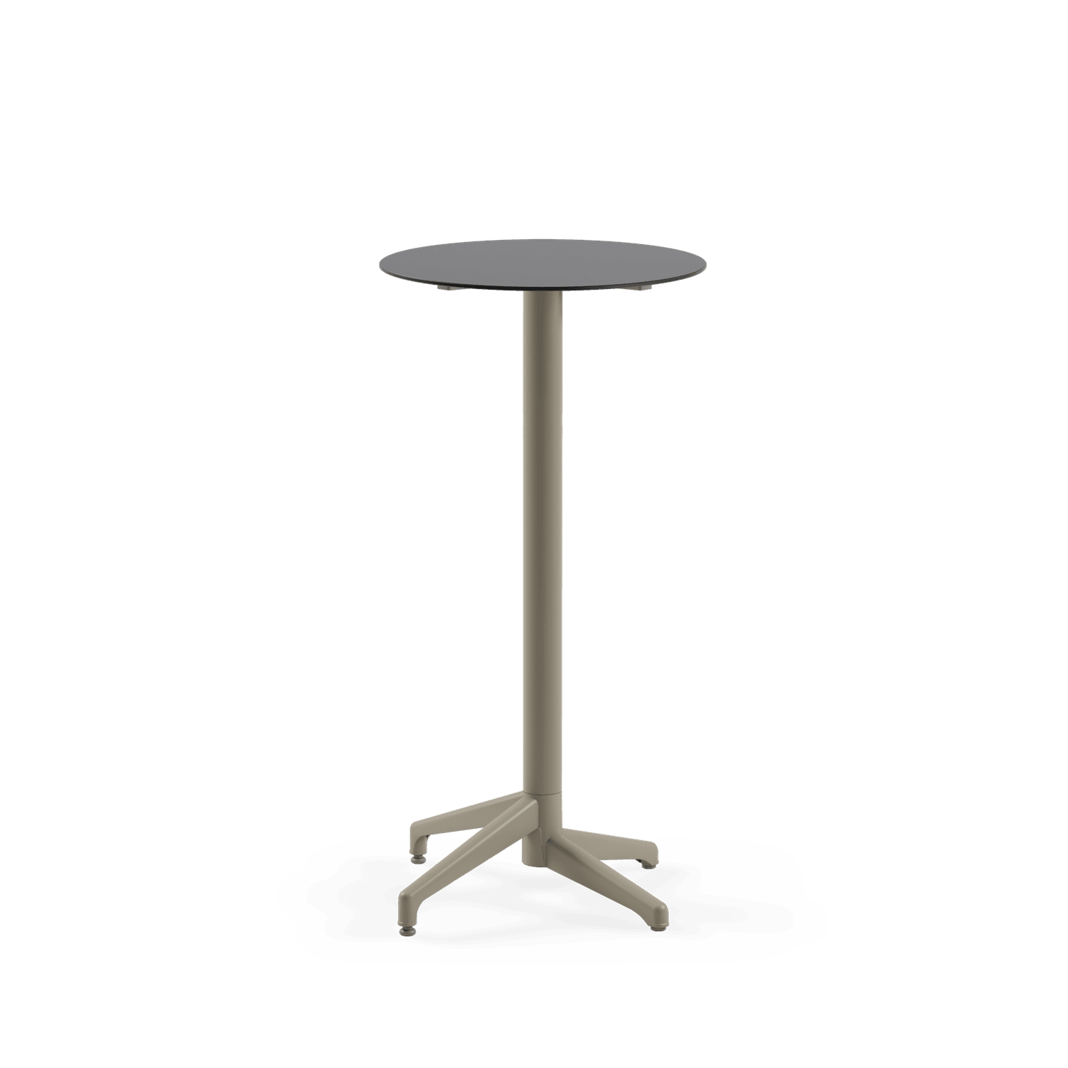 Compact Paslanmaz Bistro Bahçe Bar Masası | 60 cm Yuvarlak Antrasit Gri Laminat Üst, Vizon Renk Ayaklı, Dış Mekan Kullanımı, Çizilmeye Dayanıklı