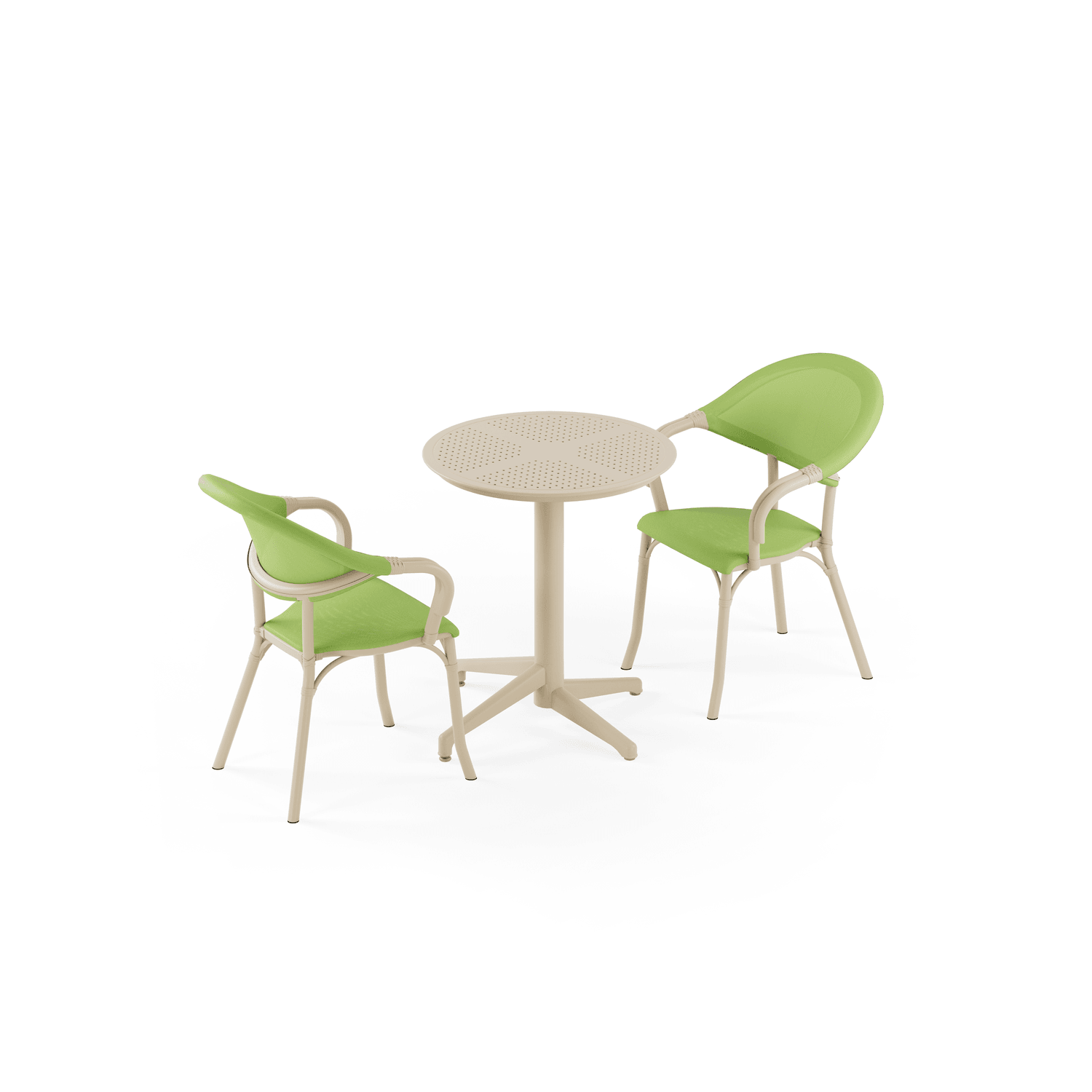 Bej Yeşil 2 Kişilik Katlanır Bahçe Takımı Masa Sandalye