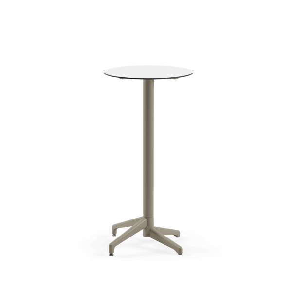 Compact Paslanmaz Yuvarlak Bar Masası – Beyaz Laminat, Bistro & Bahçe İçin Dayanıklı Dış Mekan Masa