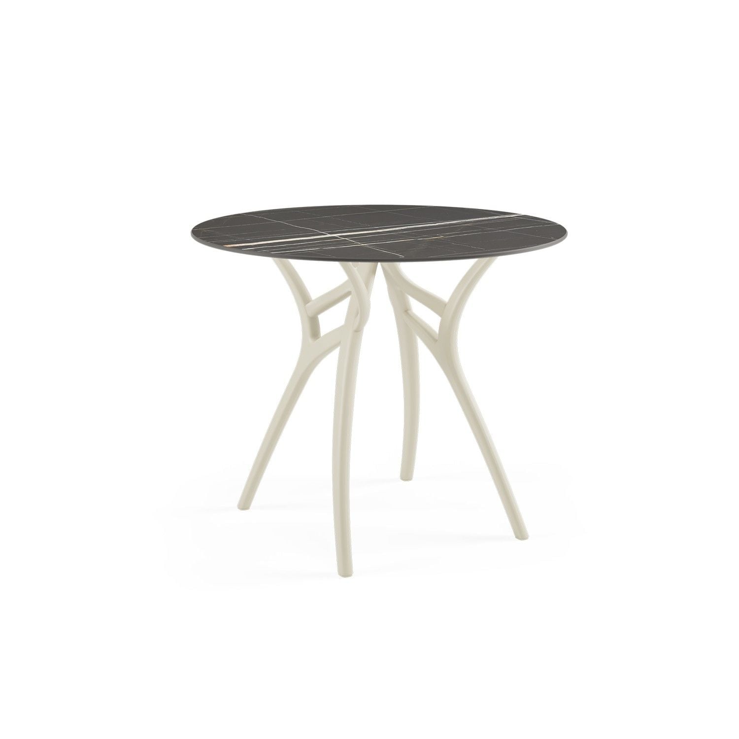 Siyah Mermer Compact Yuvarlak Dış Mekan Masası 90 cm