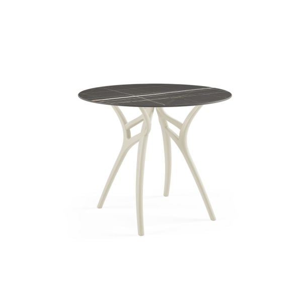 Siyah Mermer Compact Yuvarlak Dış Mekan Masası 90 cm