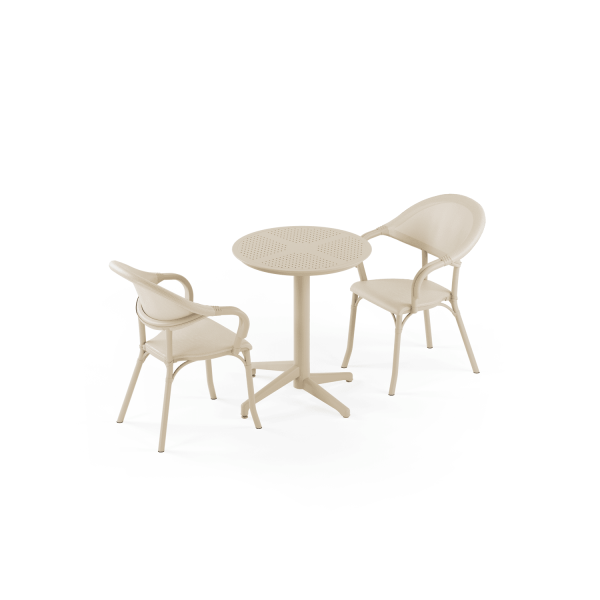 Bej Fileli 2 Kişilik Katlanabilir Bahçe Masa Sandalye Takımı