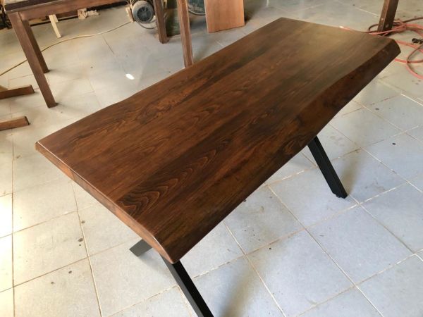Ceviz Rengi Gürgen Ağacı Kütük Restaurant Masa 130x75