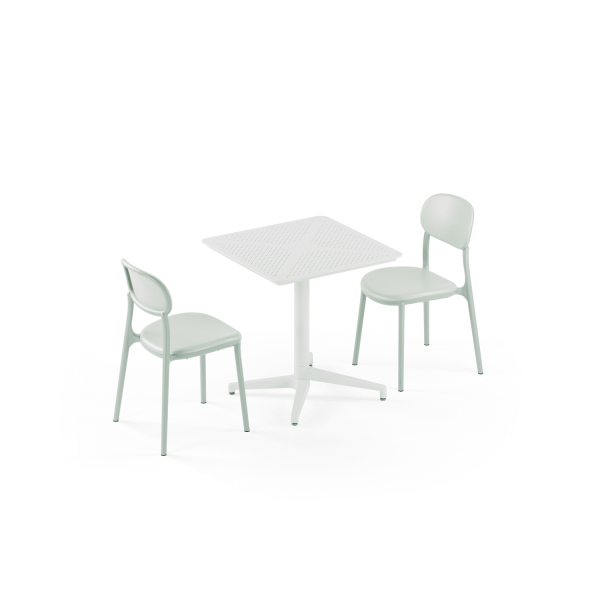 Beyaz Nil Yeşili 2 Kişilik Dış Mekan Bahçe Masa Sandalye Takımı 70x70 cm – Otel, Kafe, Balkon, Mutfak İçin