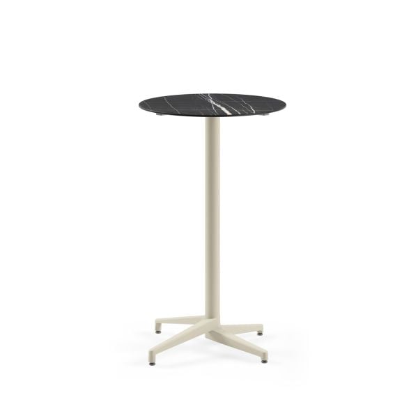 Paslanmaz Compact Yuvarlak Bistro Bar Masası – Siyah Mermer Desenli, 70 cm | Dış Mekan & İç Mekan Kullanımına Uygun, Şık ve Dayanıklı Kokteyl Masası