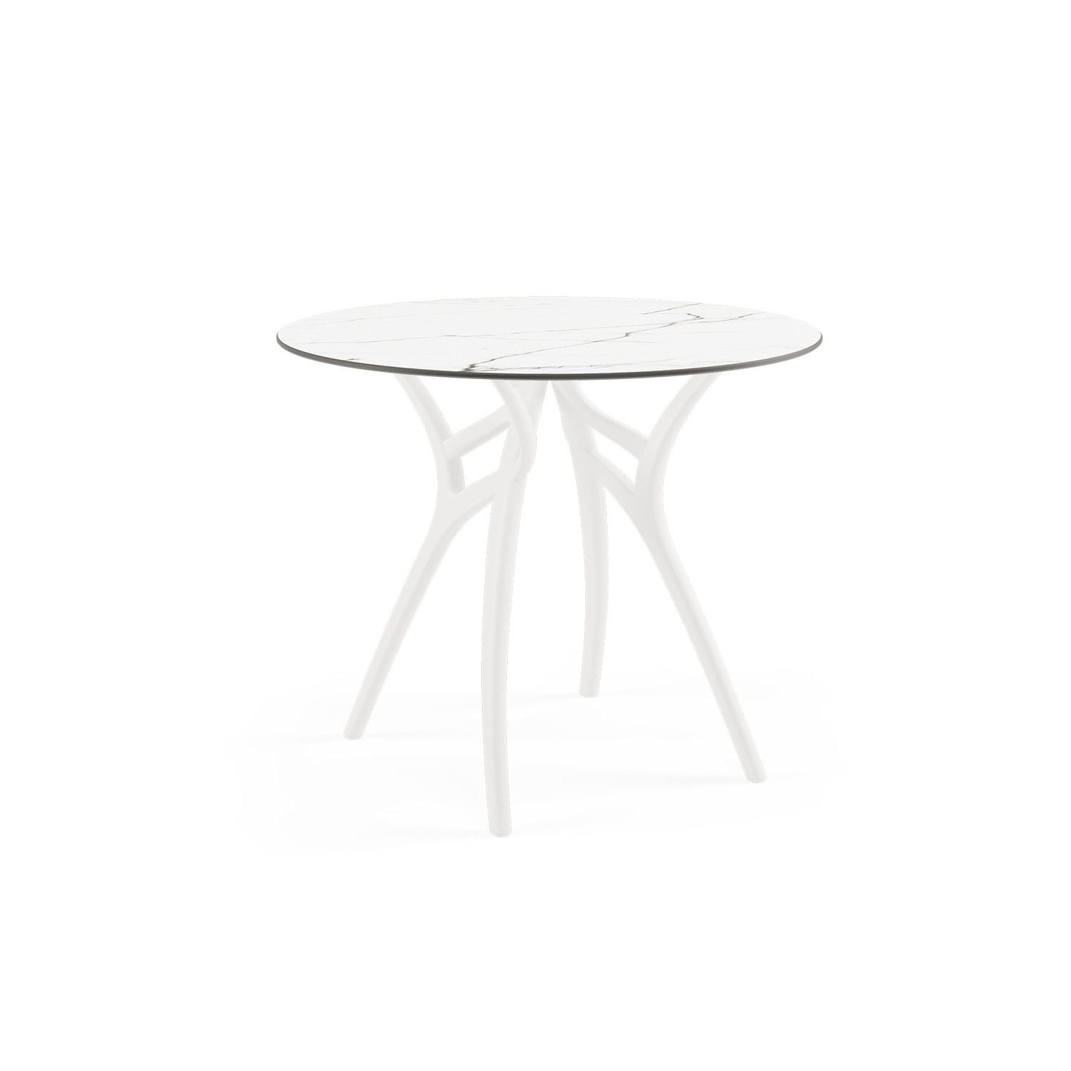 Beyaz Mermer 90 cm Yuvarlak Compact Bahçe Masası Dış Mekan