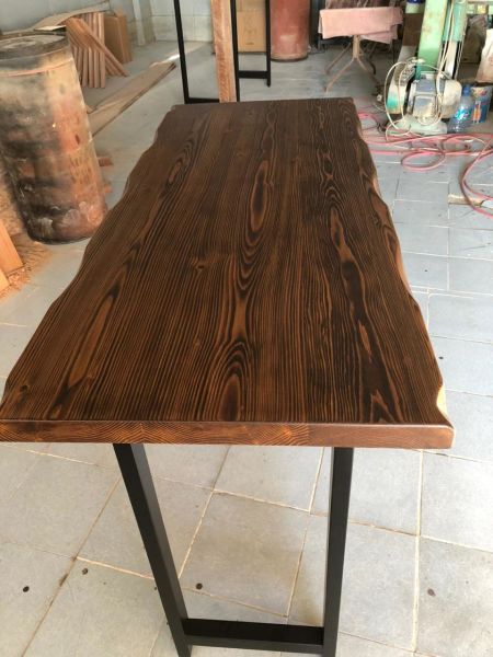 Ceviz Renk Ahşap Kütük Bar Masası 70x160