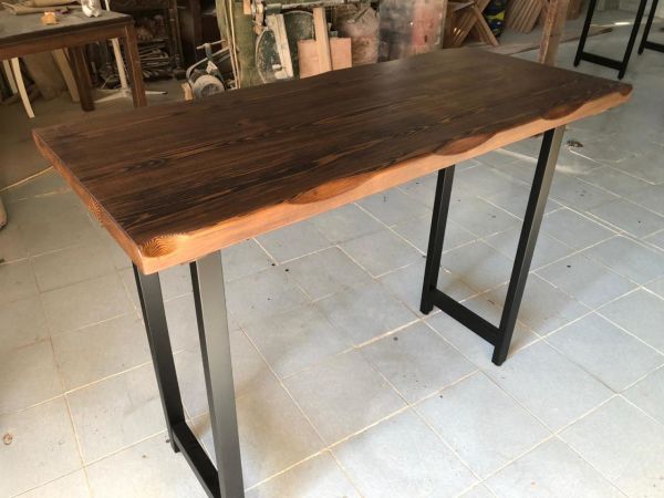 Ceviz Renk Ahşap Kütük Bar Masası 70x160