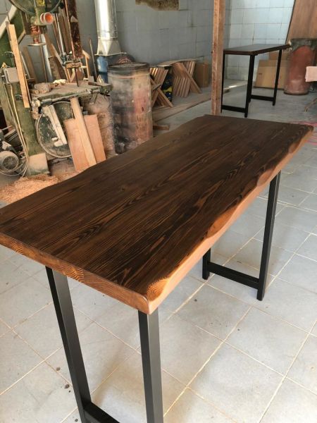 Ceviz Renk Ahşap Kütük Bar Masası 70x160