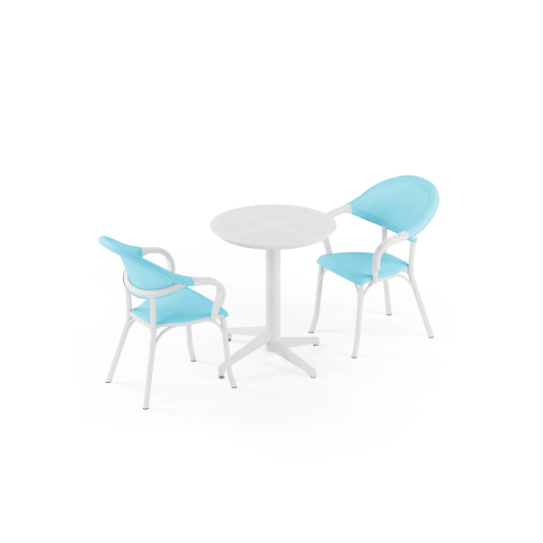 Beyaz Turkuaz File 2 Kişilik Katlanır Bahçe Masa Sandalye