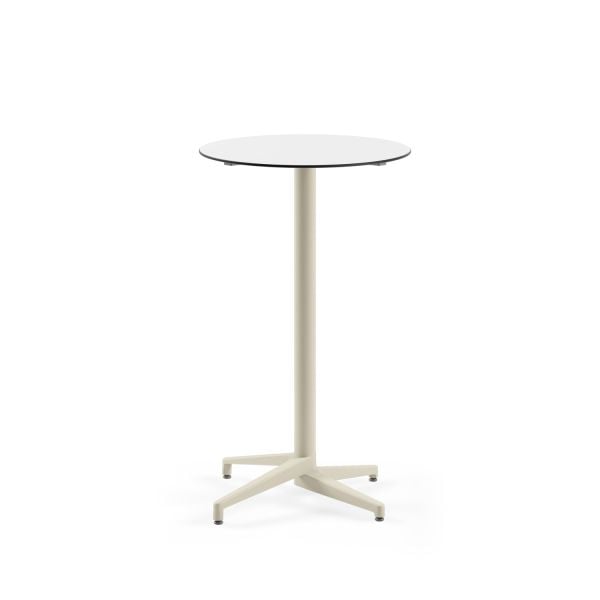 Dayanıklı & Şık Compact Paslanmaz Bistro Bar Masası – 70 cm Yuvarlak, Beyaz Laminat, İç ve Dış Mekana Uygun!