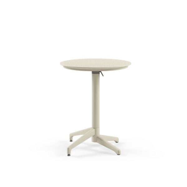 Bej Turuncu Katlanır Yuvarlak 60.cm Çap Cafe Dış Mekan Bahçe Masa Sandalye Takımı 2 Kişilik