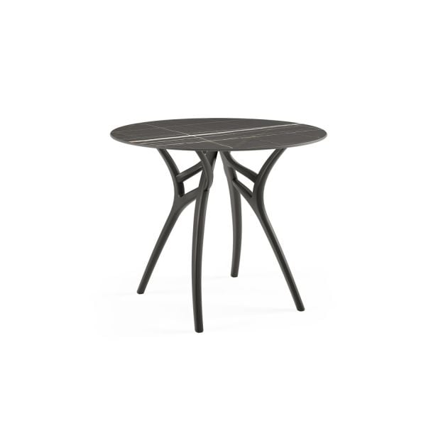Siyah Mermer Compact Restoran Masası Yuvarlak Ø90 cm