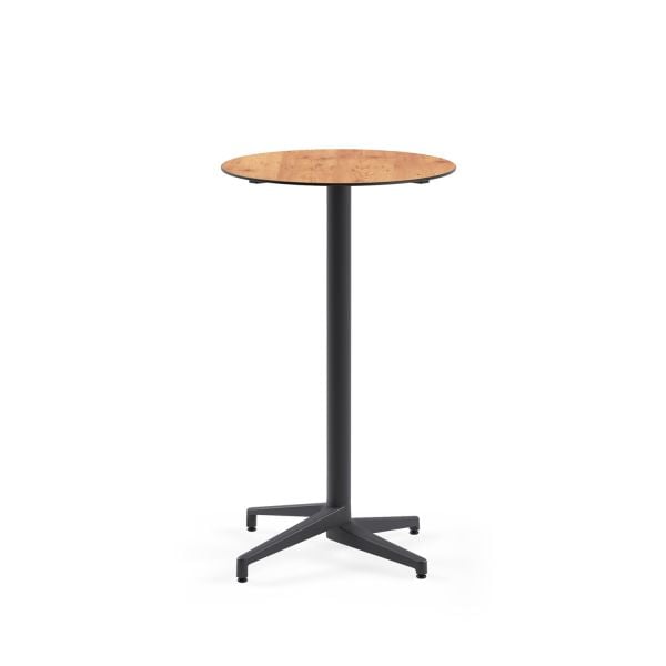 Compact Paslanmaz Bistro Organizasyon Bar Masası – Ahşap Desenli, Yuvarlak, Dış Mekân ve İç Mekân Kullanıma Uygun Bar Masa