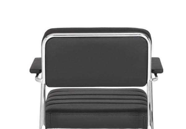 Rex Siyah Deri Tekerlekli Yüksek Boy Bar Sandalyesi - Metal Krom, Ergonomik, Şık ve Dayanıklı, Yüksek Masa, Resepsiyon, Kasiyer İçin İdeal, Ücretsiz Kargo