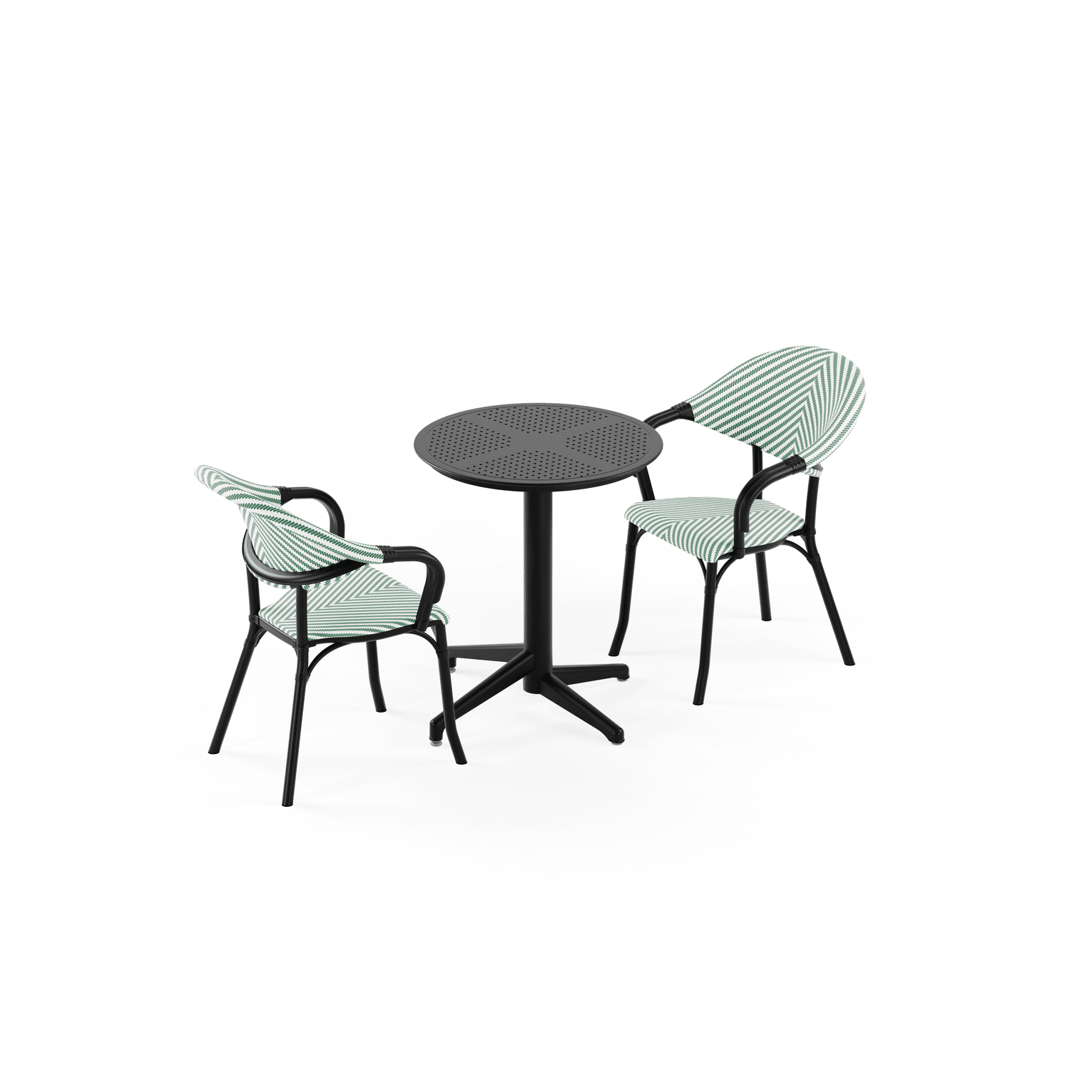 Siyah Yeşil Beyaz 2 Kişilik Katlanır Bahçe Masa Sandalye