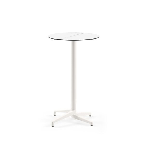 Compact Paslanmaz Cafe Bar Masası – Beyaz Mermer Desenli, Yuvarlak, Dış Mekan ve İç Mekan Kullanıma Uygun, 70 cm Çap, Uzun Ömürlü, Dayanıklı, Şık Tasarım